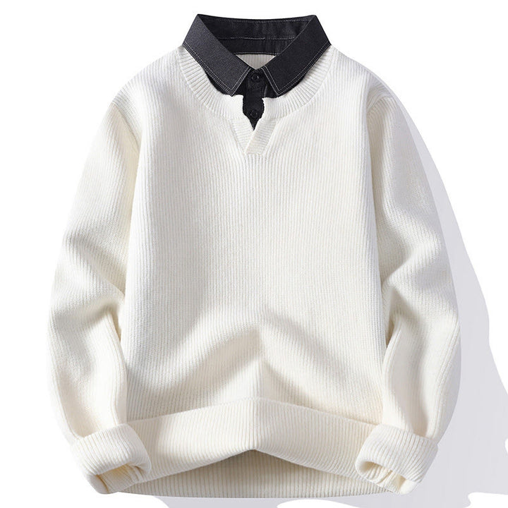 Maglione lavorato a maglia a maniche lunghe da uomo con colletto rialzato nero invernale Buddha Stones - Bianco - US/UK/AU44, EU54 (4XL) - image 8