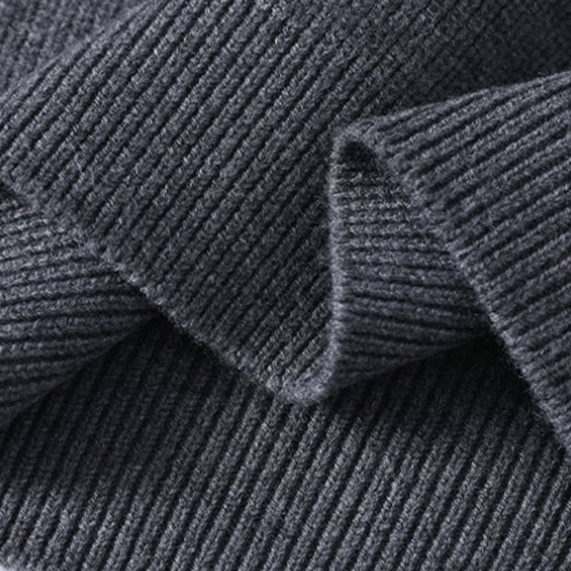 Maglione lavorato a maglia a maniche lunghe da uomo con colletto rialzato nero invernale Buddha Stones - image 5