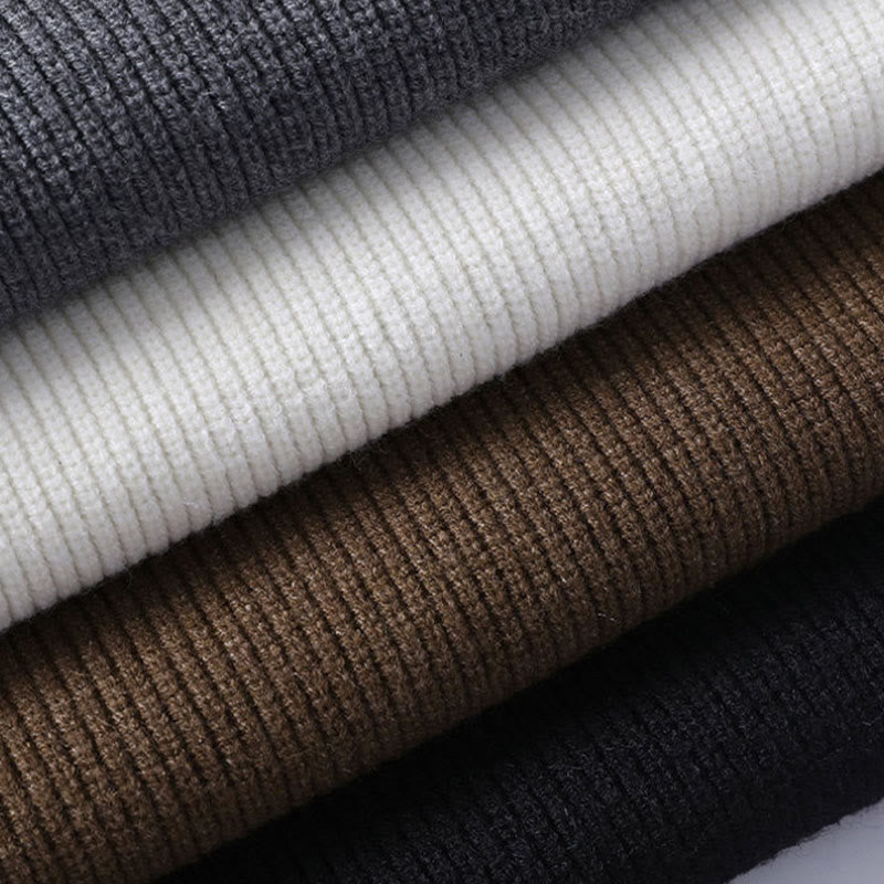 Maglione lavorato a maglia a maniche lunghe da uomo con colletto rialzato nero invernale Buddha Stones - image 11