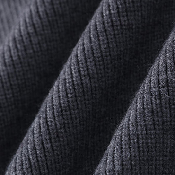 Maglione lavorato a maglia a maniche lunghe da uomo con colletto rialzato nero invernale Buddha Stones - image 6