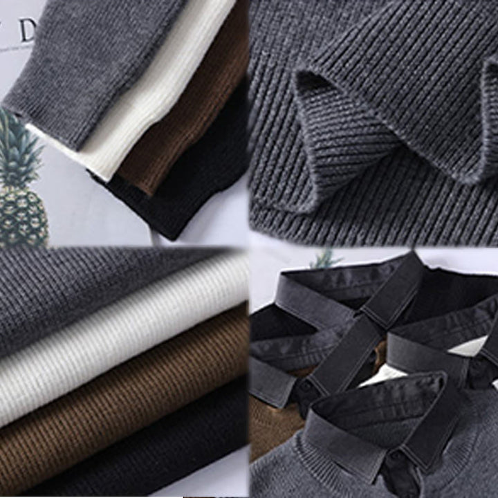 Maglione lavorato a maglia a maniche lunghe da uomo con colletto rialzato nero invernale Buddha Stones - image 10