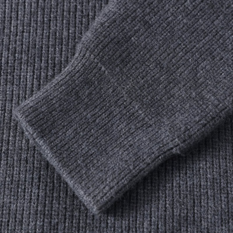 Maglione lavorato a maglia a maniche lunghe da uomo con colletto rialzato nero invernale Buddha Stones - image 4