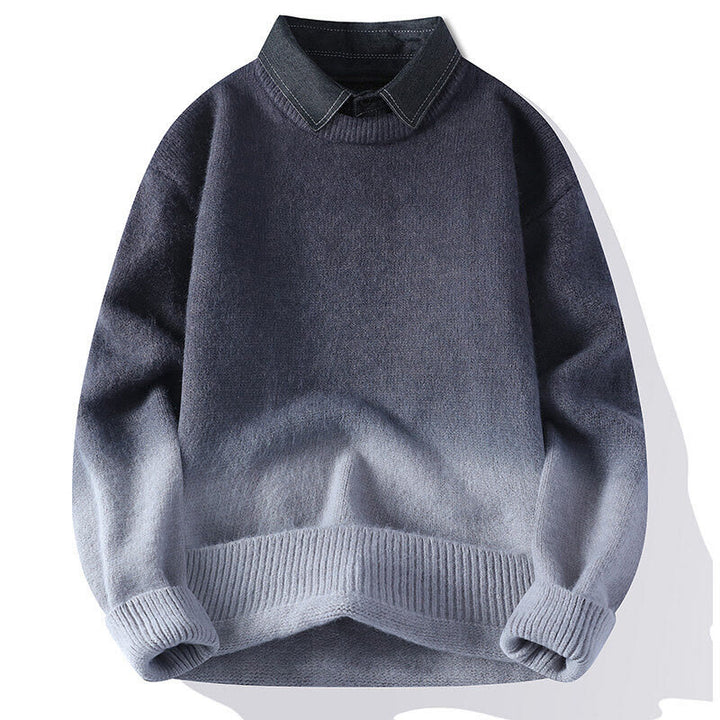 Maglione lavorato a maglia a maniche lunghe da uomo, caldo, con collo alto, motivo a gradiente, invernale, motivo Buddha Stones - Grigio scuro - US/UK/AU44, EU54 (4XL) - image 0