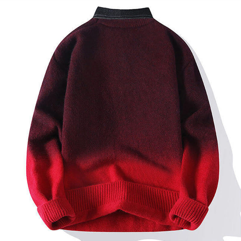 Maglione lavorato a maglia a maniche lunghe da uomo, caldo, con collo alto, motivo a gradiente, invernale, motivo Buddha Stones - image 3