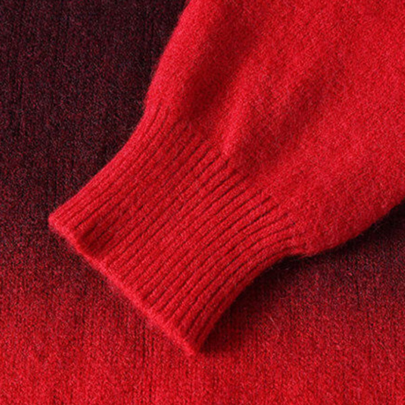 Maglione lavorato a maglia a maniche lunghe da uomo, caldo, con collo alto, motivo a gradiente, invernale, motivo Buddha Stones - image 4