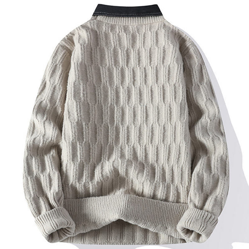 Maglione lavorato a maglia a maniche lunghe da uomo, caldo, con collo alto, nero, invernale, motivo Buddha Stones - image 1