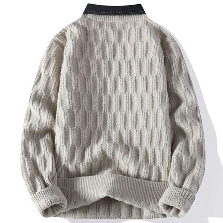 Maglione lavorato a maglia a maniche lunghe da uomo, caldo, con collo alto, nero, invernale, motivo Buddha Stones - image 1