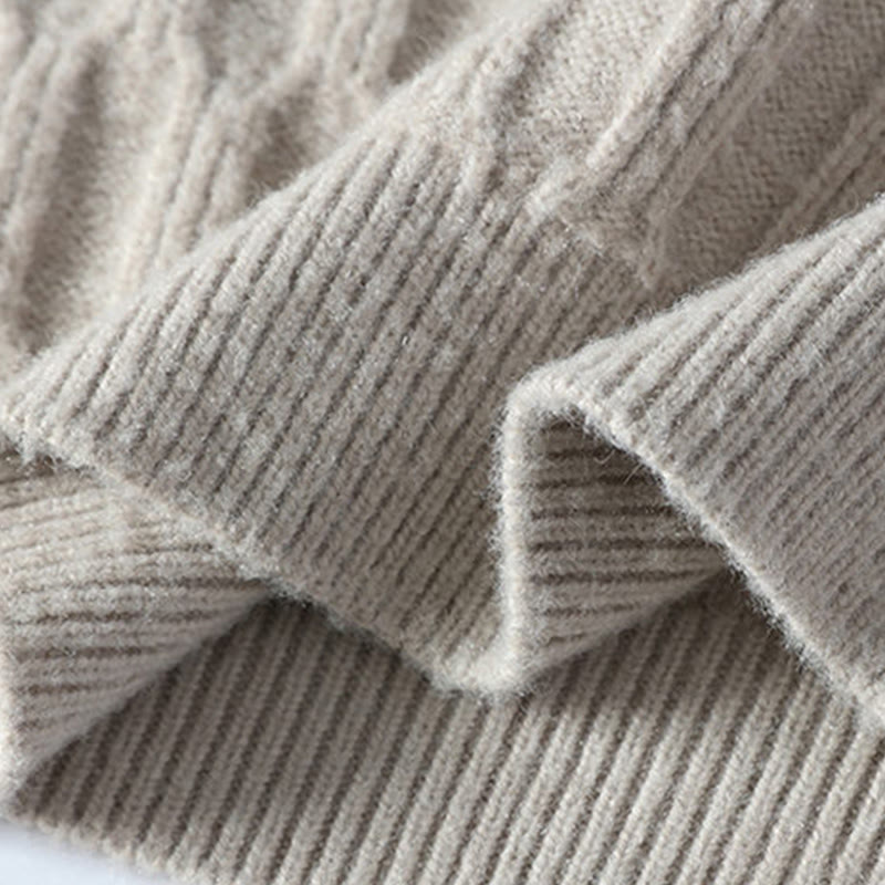 Maglione lavorato a maglia a maniche lunghe da uomo, caldo, con collo alto, nero, invernale, motivo Buddha Stones - image 7