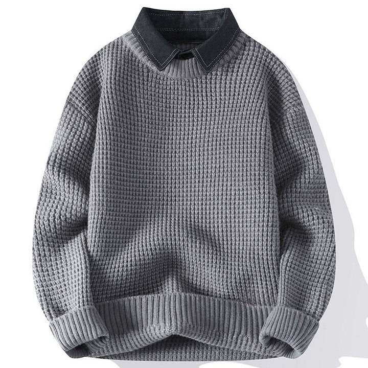Maglione invernale da uomo a maniche lunghe con colletto rialzato e motivo a nido d'ape, caldo e lavorato a maglia , Buddha Stones - Grigio chiaro - US/UK/AU44, EU54 (4XL) - image 0