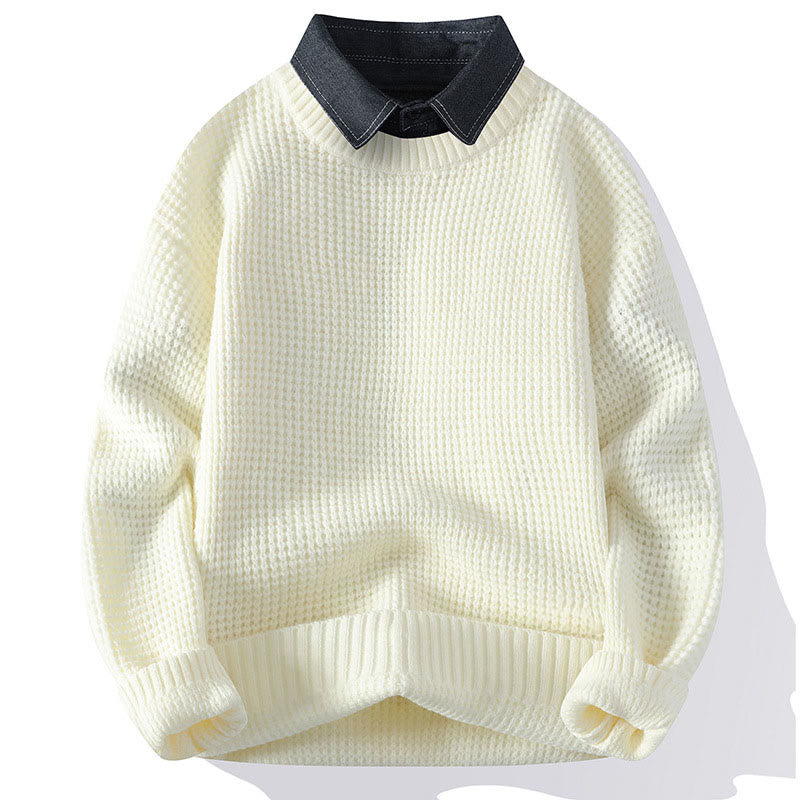 Maglione invernale da uomo a maniche lunghe con colletto rialzato e motivo a nido d'ape, caldo e lavorato a maglia , Buddha Stones - Bianco - US/UK/AU44, EU54 (4XL) - image 11