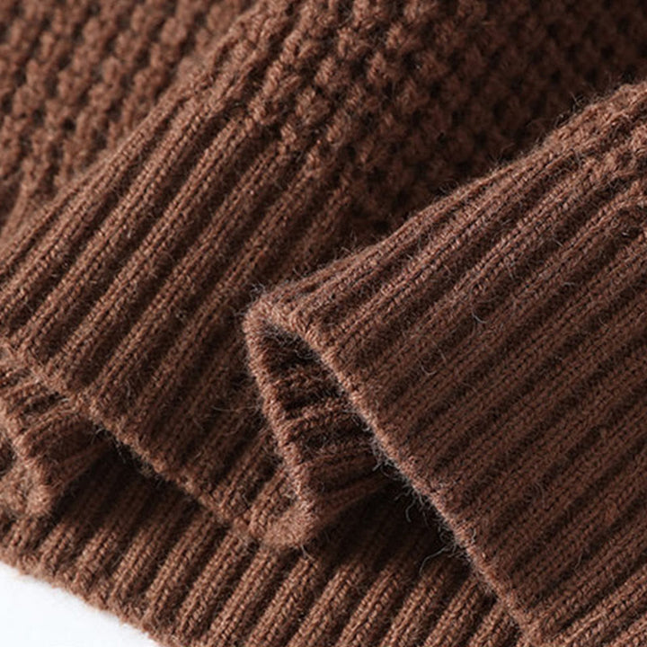 Maglione invernale da uomo a maniche lunghe con colletto rialzato e motivo a nido d'ape, caldo e lavorato a maglia , Buddha Stones - image 9