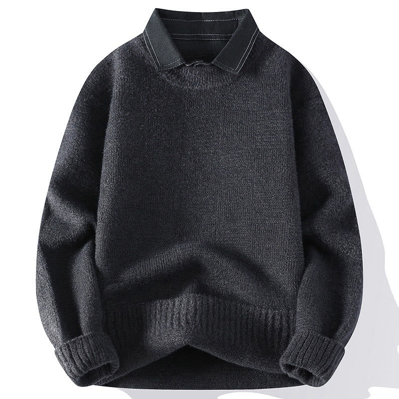 Maglione lavorato a maglia a maniche lunghe da uomo, caldo, con colletto rialzato e motivo scozzese, modello Buddha Stones Winter - Grigio scuro - US/UK/AU44, EU54 (4XL) - image 5