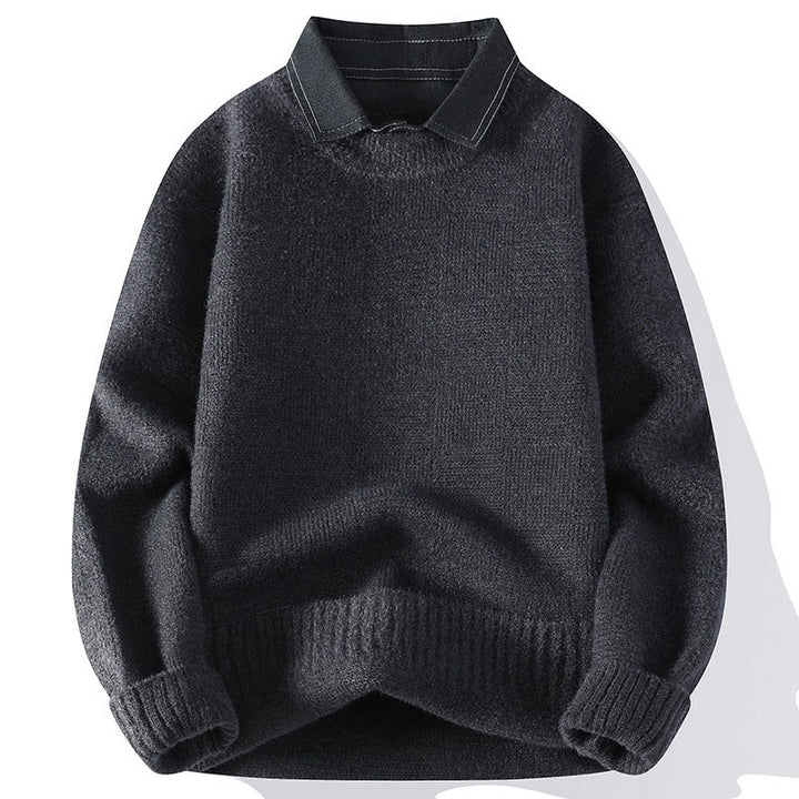 Maglione lavorato a maglia a maniche lunghe da uomo, caldo, con colletto rialzato e motivo scozzese, modello Buddha Stones Winter - Grigio scuro - US/UK/AU44, EU54 (4XL) - image 5