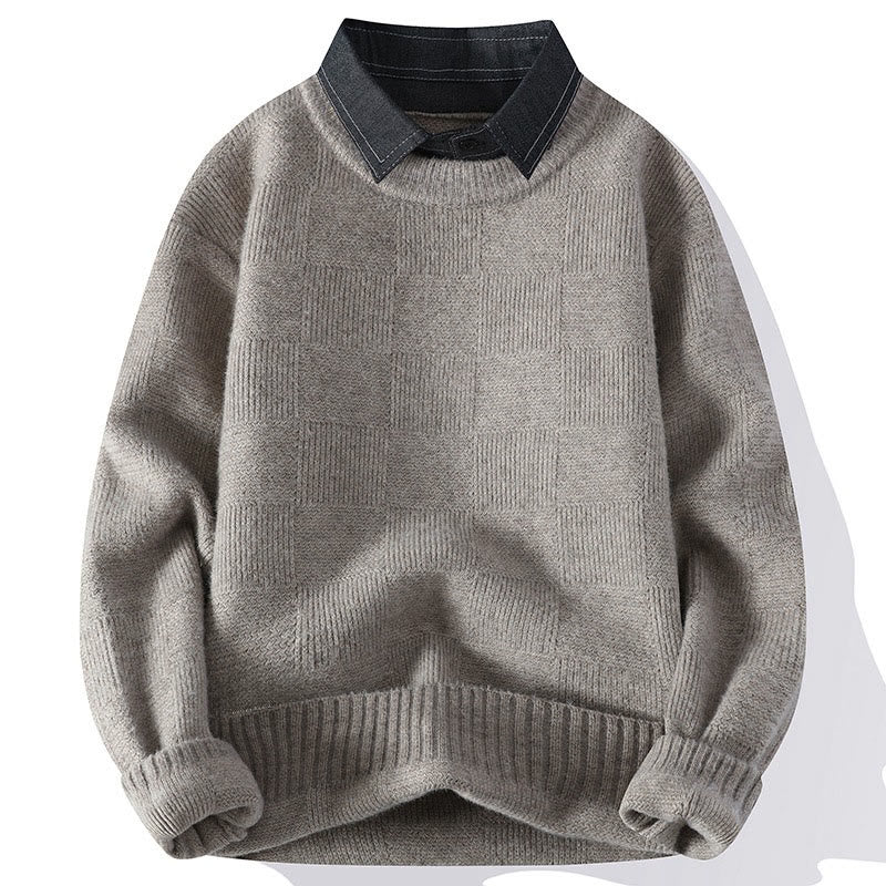 Maglione lavorato a maglia a maniche lunghe da uomo, caldo, con colletto rialzato e motivo scozzese, modello Buddha Stones Winter - Biancheria - US/UK/AU44, EU54 (4XL) - image 0