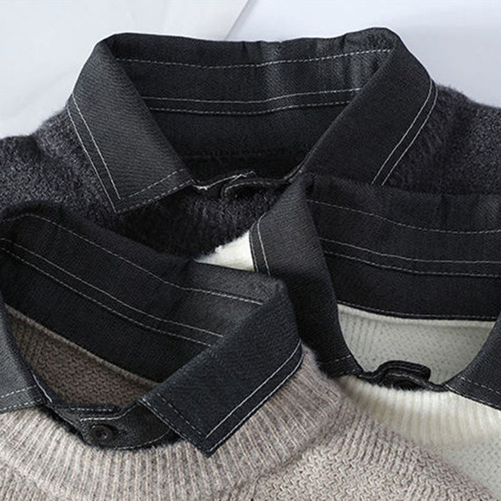 Maglione lavorato a maglia a maniche lunghe da uomo, caldo, con colletto rialzato e motivo scozzese, modello Buddha Stones Winter - image 7