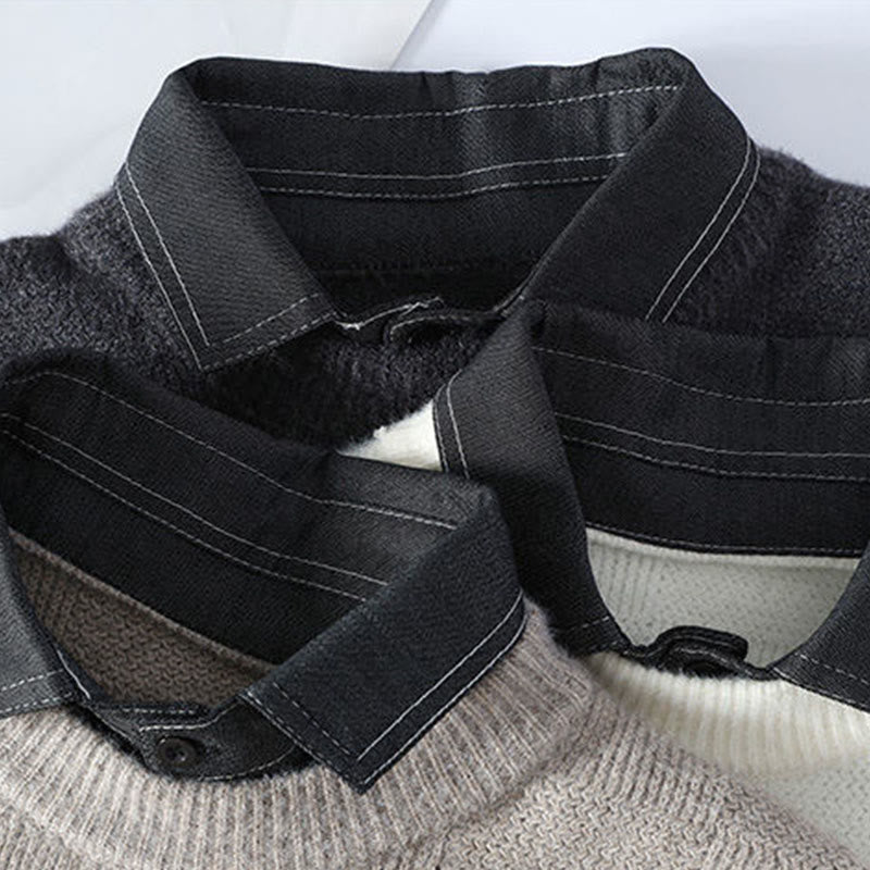 Maglione lavorato a maglia a maniche lunghe da uomo, caldo, con colletto rialzato e motivo scozzese, modello Buddha Stones Winter - image 7