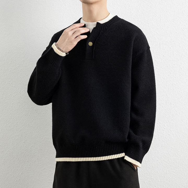 Maglione invernale da uomo a maniche lunghe con scollo a V e un bottone, lavorato a maglia, motivo Buddha Stones - image 8