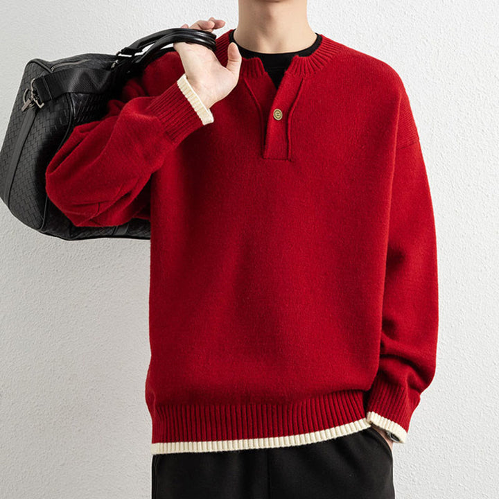 Maglione invernale da uomo a maniche lunghe con scollo a V e un bottone, lavorato a maglia, motivo Buddha Stones - image 21