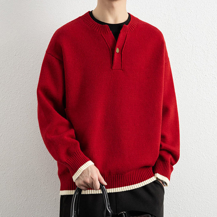 Maglione invernale da uomo a maniche lunghe con scollo a V e un bottone, lavorato a maglia, motivo Buddha Stones - image 20