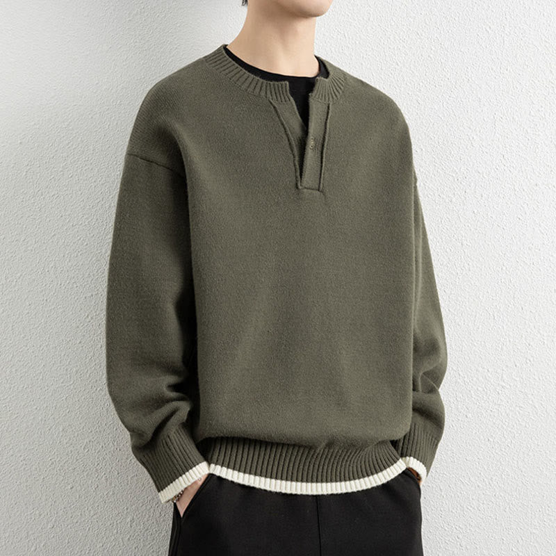 Maglione invernale da uomo a maniche lunghe con scollo a V e un bottone, lavorato a maglia, motivo Buddha Stones - image 25