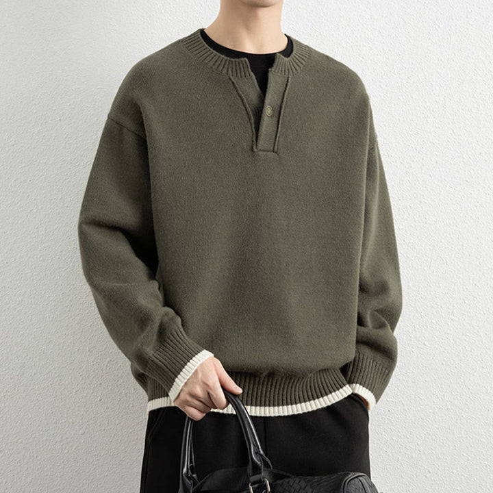 Maglione invernale da uomo a maniche lunghe con scollo a V e un bottone, lavorato a maglia, motivo Buddha Stones - image 26