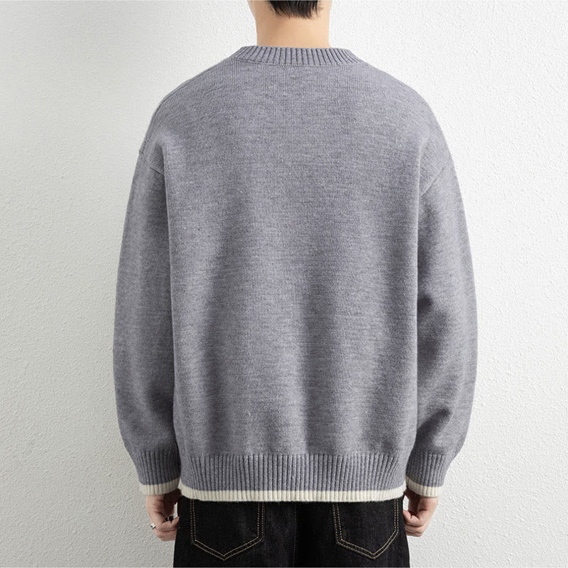 Maglione invernale da uomo a maniche lunghe con scollo a V e un bottone, lavorato a maglia, motivo Buddha Stones - image 3