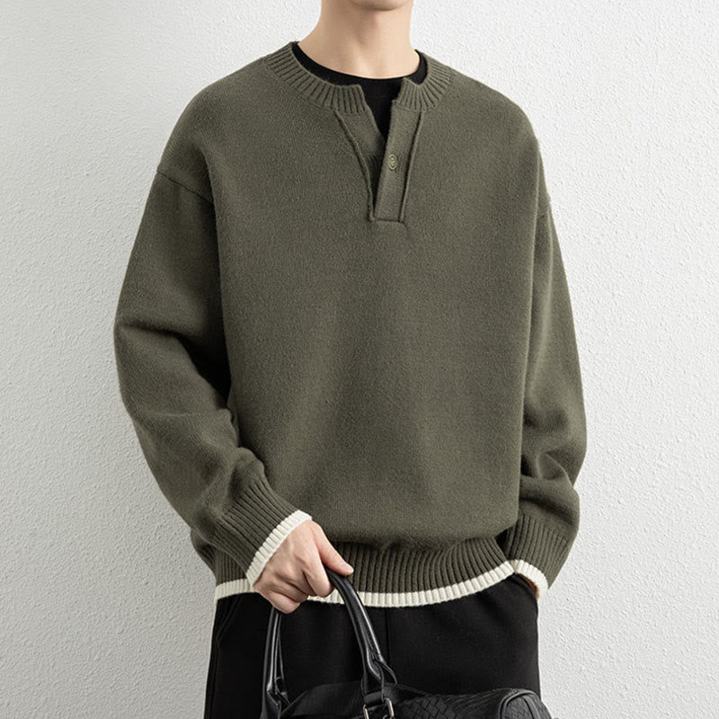 Maglione invernale da uomo a maniche lunghe con scollo a V e un bottone, lavorato a maglia, motivo Buddha Stones - image 26