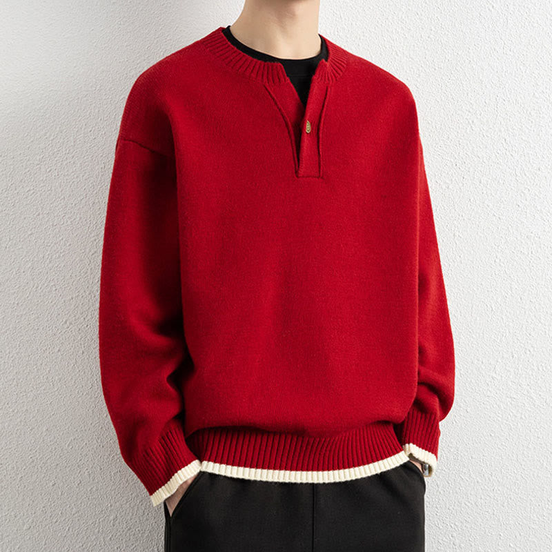 Maglione invernale da uomo a maniche lunghe con scollo a V e un bottone, lavorato a maglia, motivo Buddha Stones - image 17