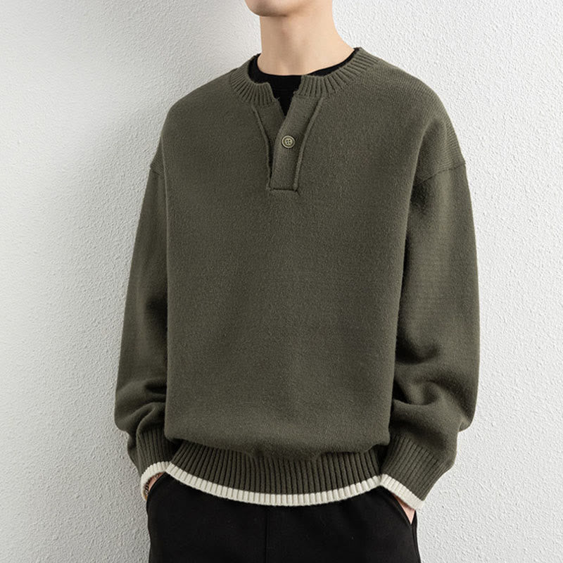 Maglione invernale da uomo a maniche lunghe con scollo a V e un bottone, lavorato a maglia, motivo Buddha Stones - Oliva - US/UK/AU44, EU54 (4XL) - image 23