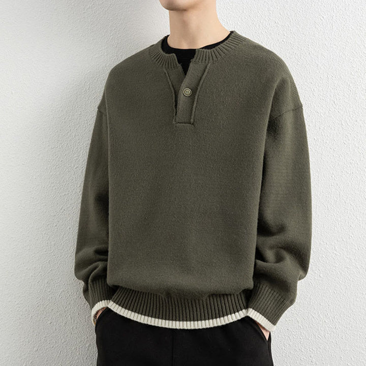 Maglione invernale da uomo a maniche lunghe con scollo a V e un bottone, lavorato a maglia, motivo Buddha Stones - Oliva - US/UK/AU44, EU54 (4XL) - image 23