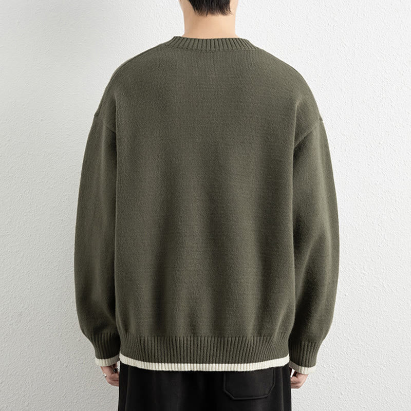 Maglione invernale da uomo a maniche lunghe con scollo a V e un bottone, lavorato a maglia, motivo Buddha Stones - image 27