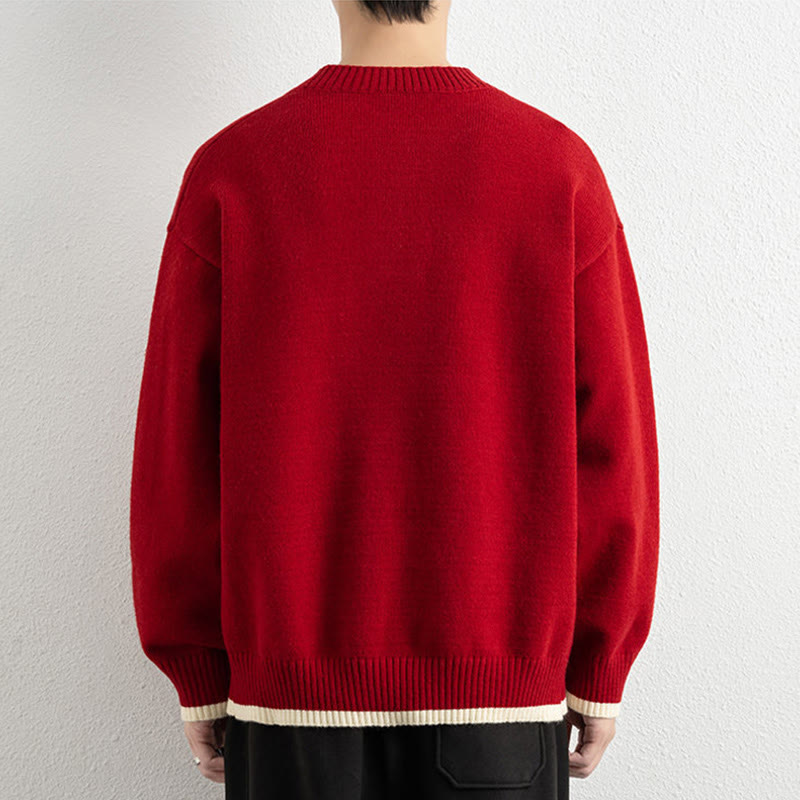 Maglione invernale da uomo a maniche lunghe con scollo a V e un bottone, lavorato a maglia, motivo Buddha Stones - image 19