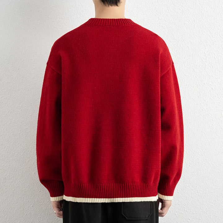 Maglione invernale da uomo a maniche lunghe con scollo a V e un bottone, lavorato a maglia, motivo Buddha Stones - image 19