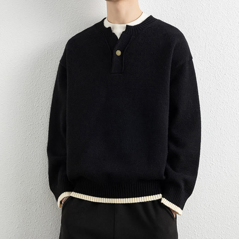 Maglione invernale da uomo a maniche lunghe con scollo a V e un bottone, lavorato a maglia, motivo Buddha Stones - image 12