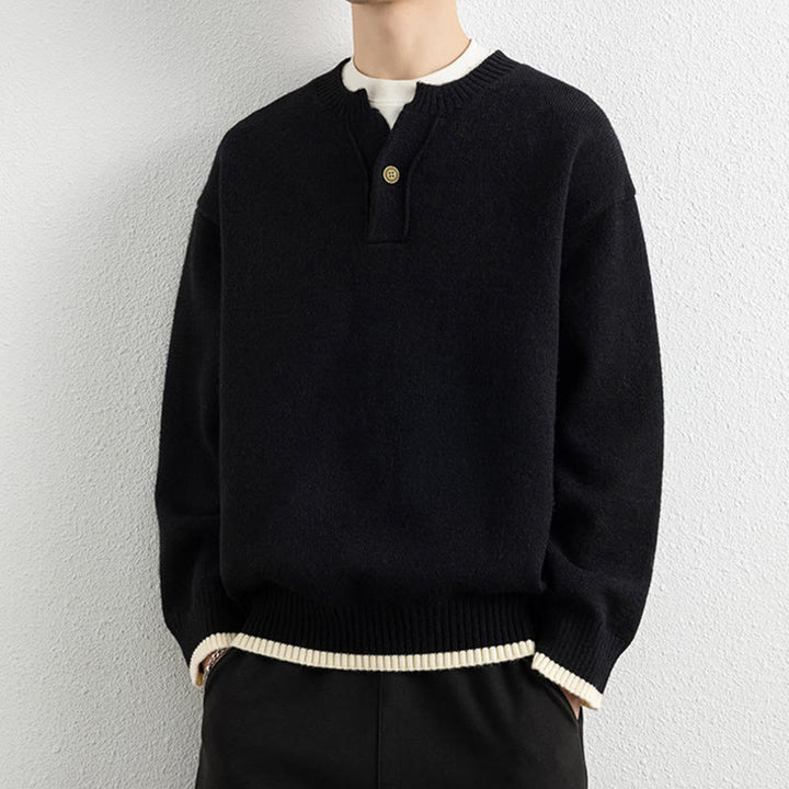 Maglione invernale da uomo a maniche lunghe con scollo a V e un bottone, lavorato a maglia, motivo Buddha Stones - image 12