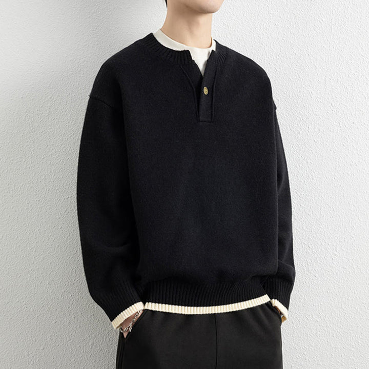 Maglione invernale da uomo a maniche lunghe con scollo a V e un bottone, lavorato a maglia, motivo Buddha Stones - image 9