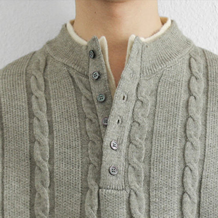 Maglione lavorato a maglia a maniche lunghe da uomo, caldo, invernale, con scollo a V, bottoni intrecciati, motivo Buddha Stones - image 19