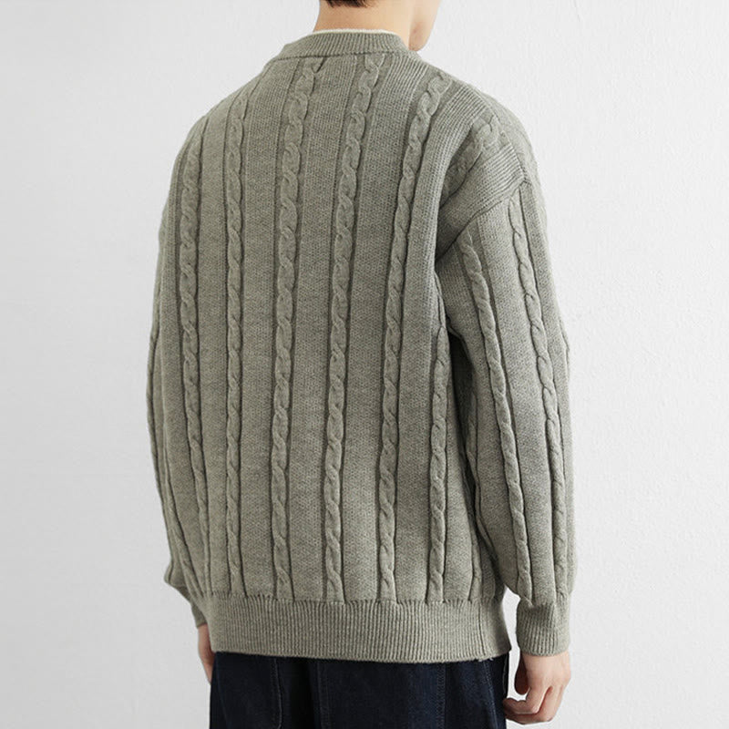 Maglione lavorato a maglia a maniche lunghe da uomo, caldo, invernale, con scollo a V, bottoni intrecciati, motivo Buddha Stones - image 16