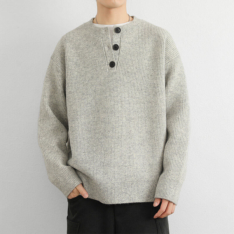 Maglione lavorato a maglia a maniche lunghe da uomo, caldo, invernale, con scollo a V, bottoni e design a coste , Buddha Stones - Biancheria - US/UK/AU42, EU52 (3XL) - image 5