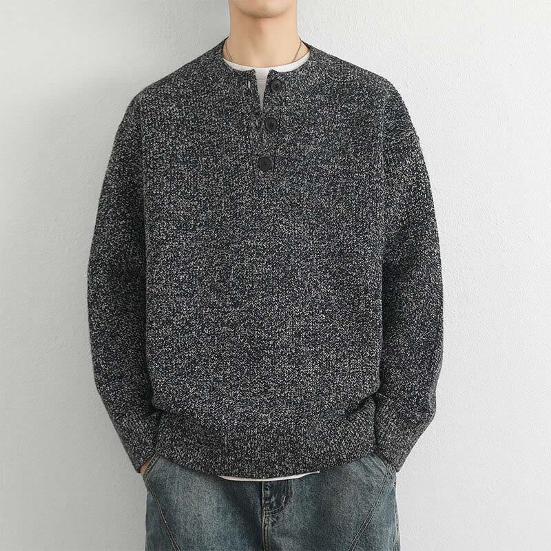 Maglione lavorato a maglia a maniche lunghe da uomo, caldo, invernale, con scollo a V, bottoni e design a coste , Buddha Stones - Grigio scuro - US/UK/AU42, EU52 (3XL) - image 18