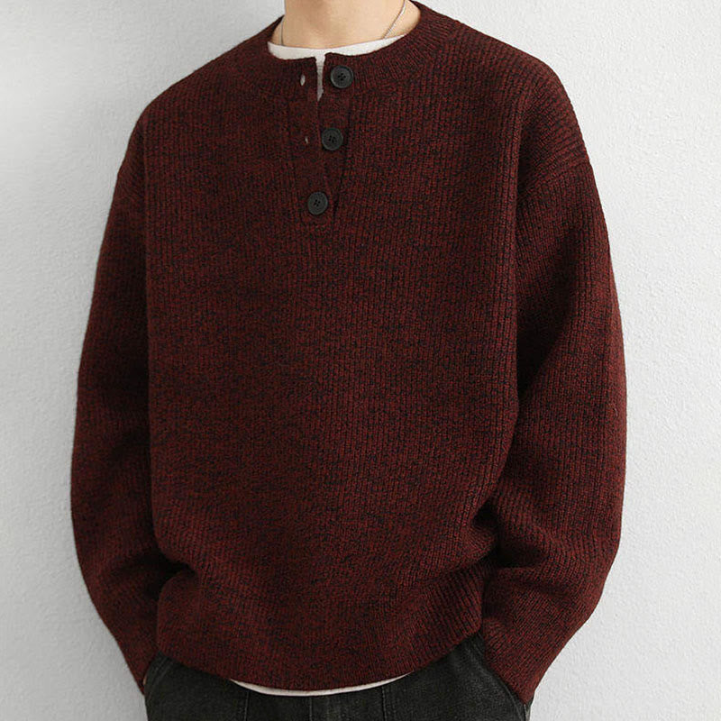 Maglione lavorato a maglia a maniche lunghe da uomo, caldo, invernale, con scollo a V, bottoni e design a coste , Buddha Stones - image 16