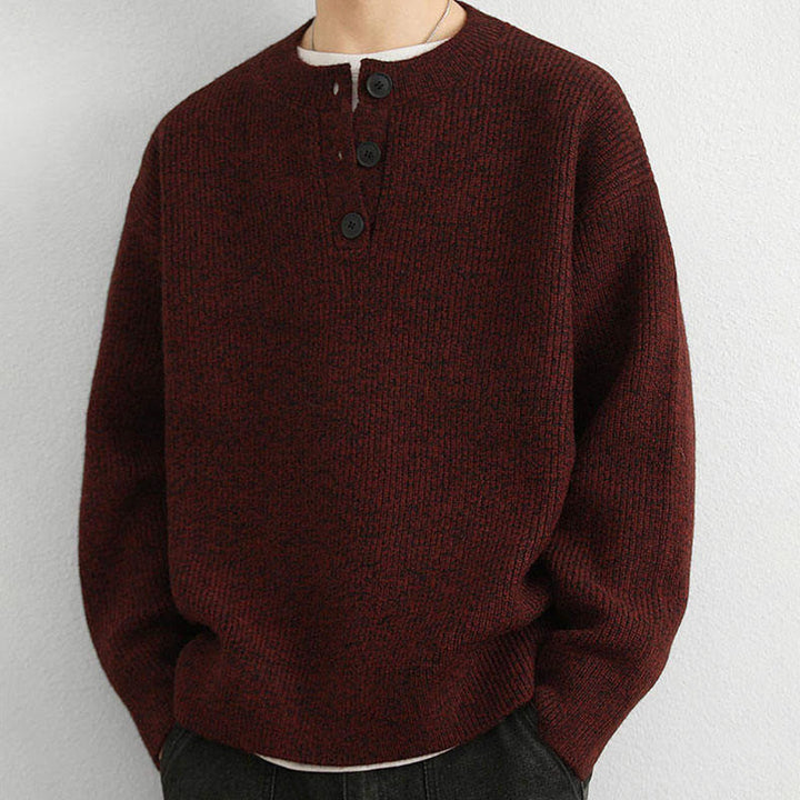 Maglione lavorato a maglia a maniche lunghe da uomo, caldo, invernale, con scollo a V, bottoni e design a coste , Buddha Stones - image 16