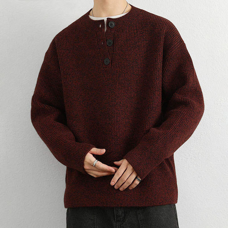 Maglione lavorato a maglia a maniche lunghe da uomo, caldo, invernale, con scollo a V, bottoni e design a coste , Buddha Stones - image 14