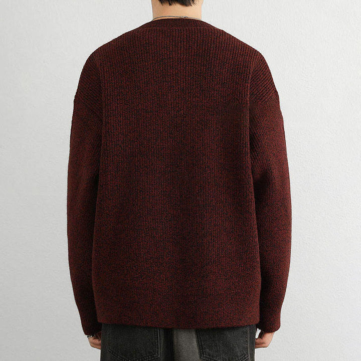 Maglione lavorato a maglia a maniche lunghe da uomo, caldo, invernale, con scollo a V, bottoni e design a coste , Buddha Stones - image 15