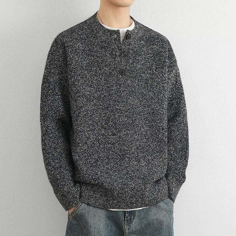 Maglione lavorato a maglia a maniche lunghe da uomo, caldo, invernale, con scollo a V, bottoni e design a coste , Buddha Stones - image 19