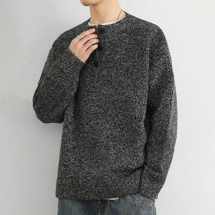 Maglione lavorato a maglia a maniche lunghe da uomo, caldo, invernale, con scollo a V, bottoni e design a coste , Buddha Stones - image 20