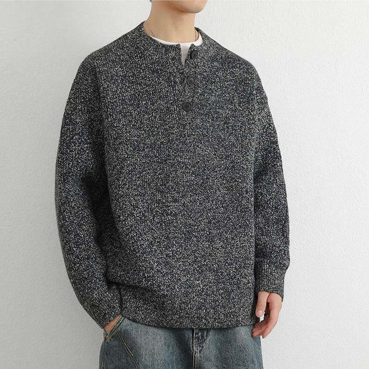 Maglione lavorato a maglia a maniche lunghe da uomo, caldo, invernale, con scollo a V, bottoni e design a coste , Buddha Stones - image 22