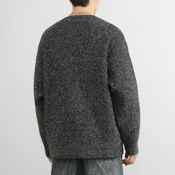 Maglione lavorato a maglia a maniche lunghe da uomo, caldo, invernale, con scollo a V, bottoni e design a coste , Buddha Stones - image 21