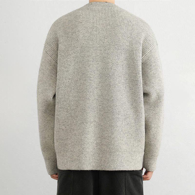 Maglione lavorato a maglia a maniche lunghe da uomo, caldo, invernale, con scollo a V, bottoni e design a coste , Buddha Stones - image 8