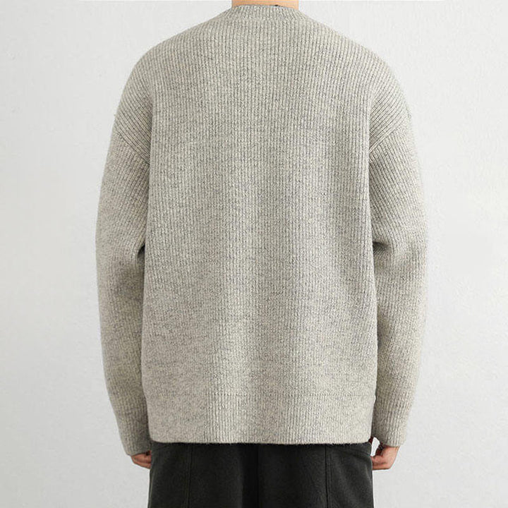 Maglione lavorato a maglia a maniche lunghe da uomo, caldo, invernale, con scollo a V, bottoni e design a coste , Buddha Stones - image 8